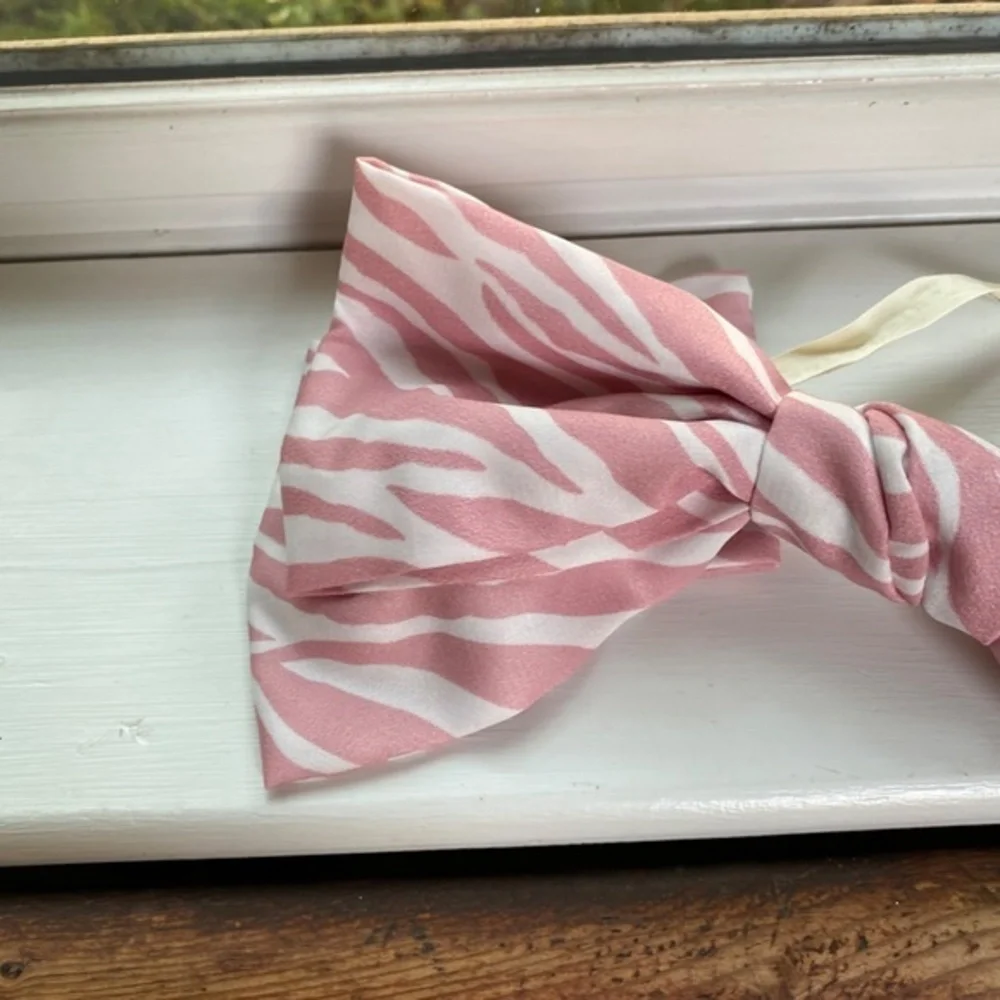 Anthropologie Pink Zebra Satin Hair Bow Barrette